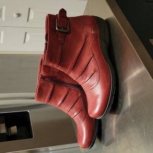 Clarks Cora Red Ankle Boots -Wide